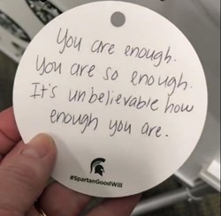 card with words, you are enough. you are so enough. It's unbelievable how enough you are.
