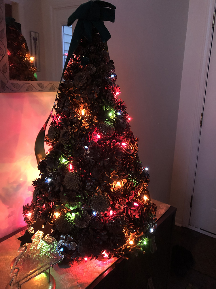 Christmas tree made of pinecones