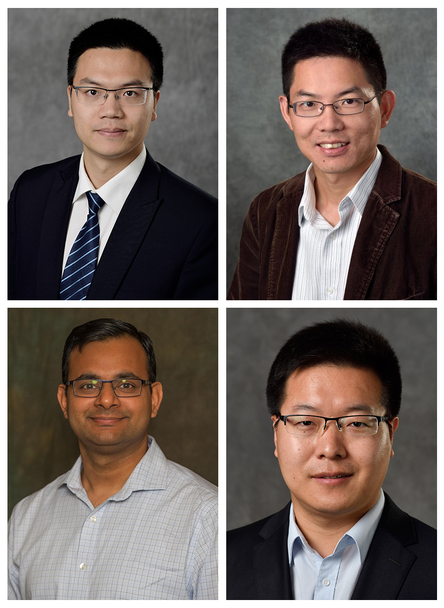 Photographs of Michigan State researchers Zhaojian Li, Xiaobo Tan, Vaibhav Srivastava and Changyong Cao.