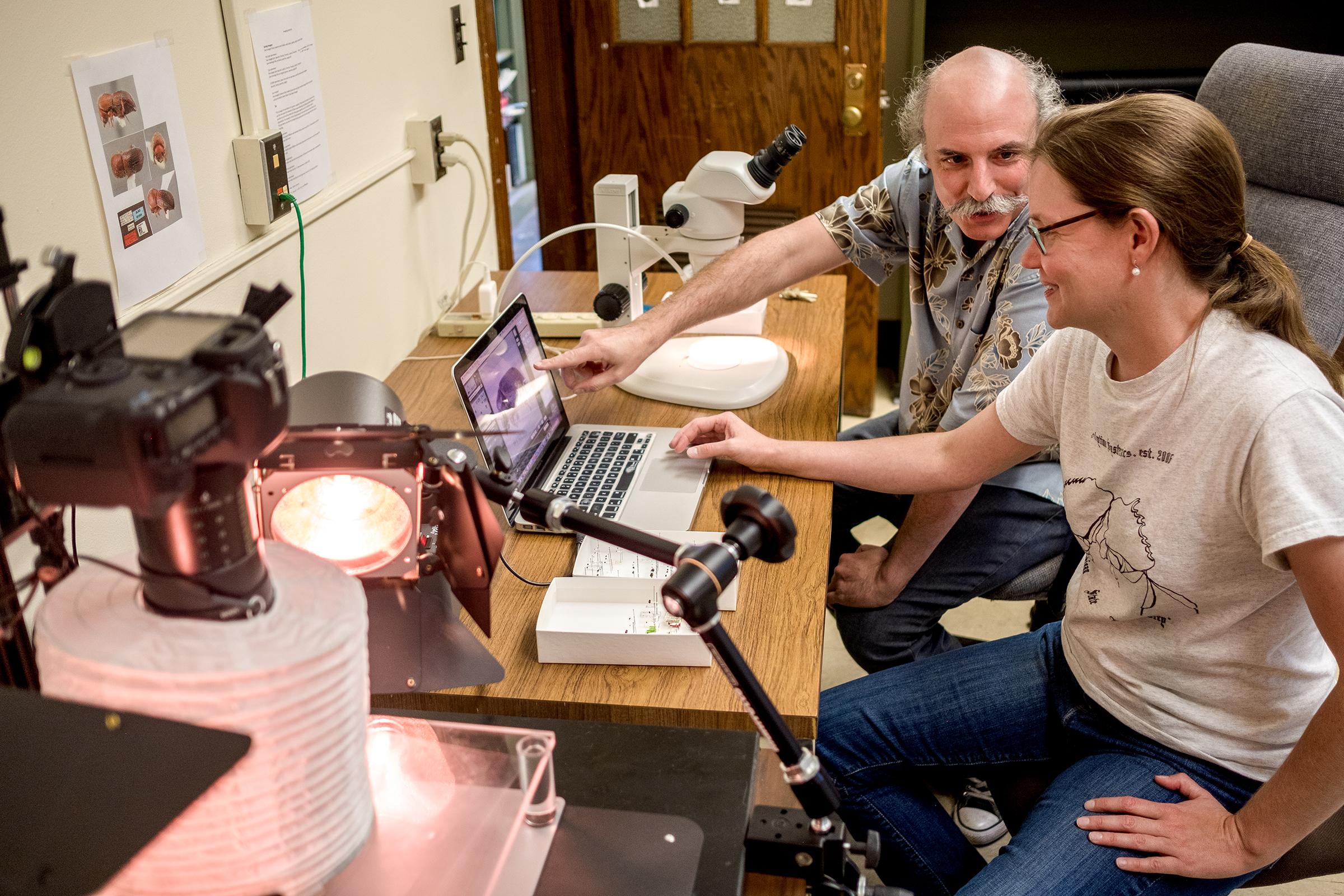A photo of MSU entomologists Anthony Cognato and Sarah Smith.