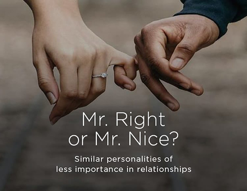 Mr. Right or Mr. Nice? Similar personalities of less importance in relationships