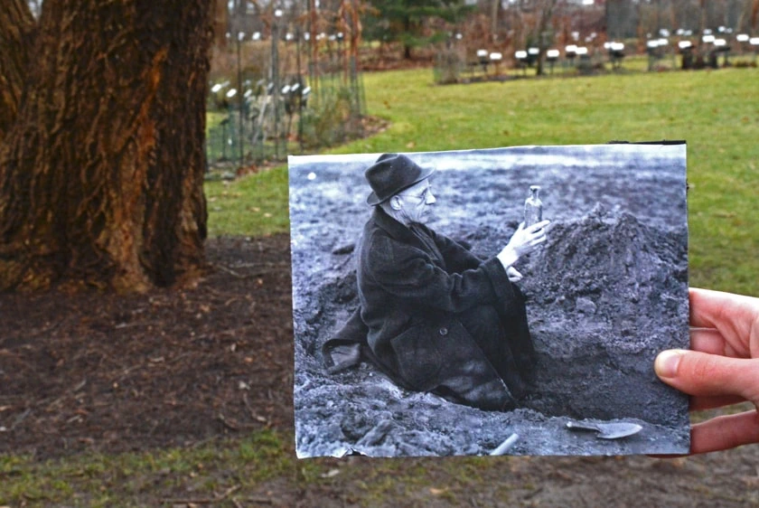 William J. Beal sitting on campus then; part of the W. J. Beal Botanical Garden now
