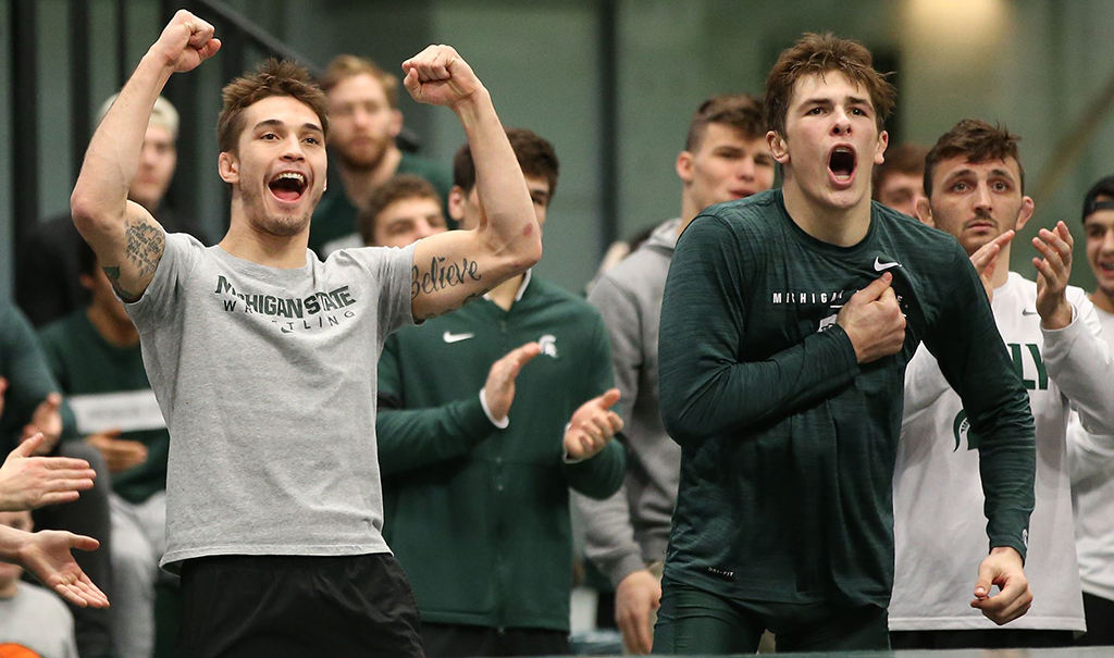 Msu Wrestling Upsets No 4 Wisconsin Sunday In Madison Msutoday Michigan State University 