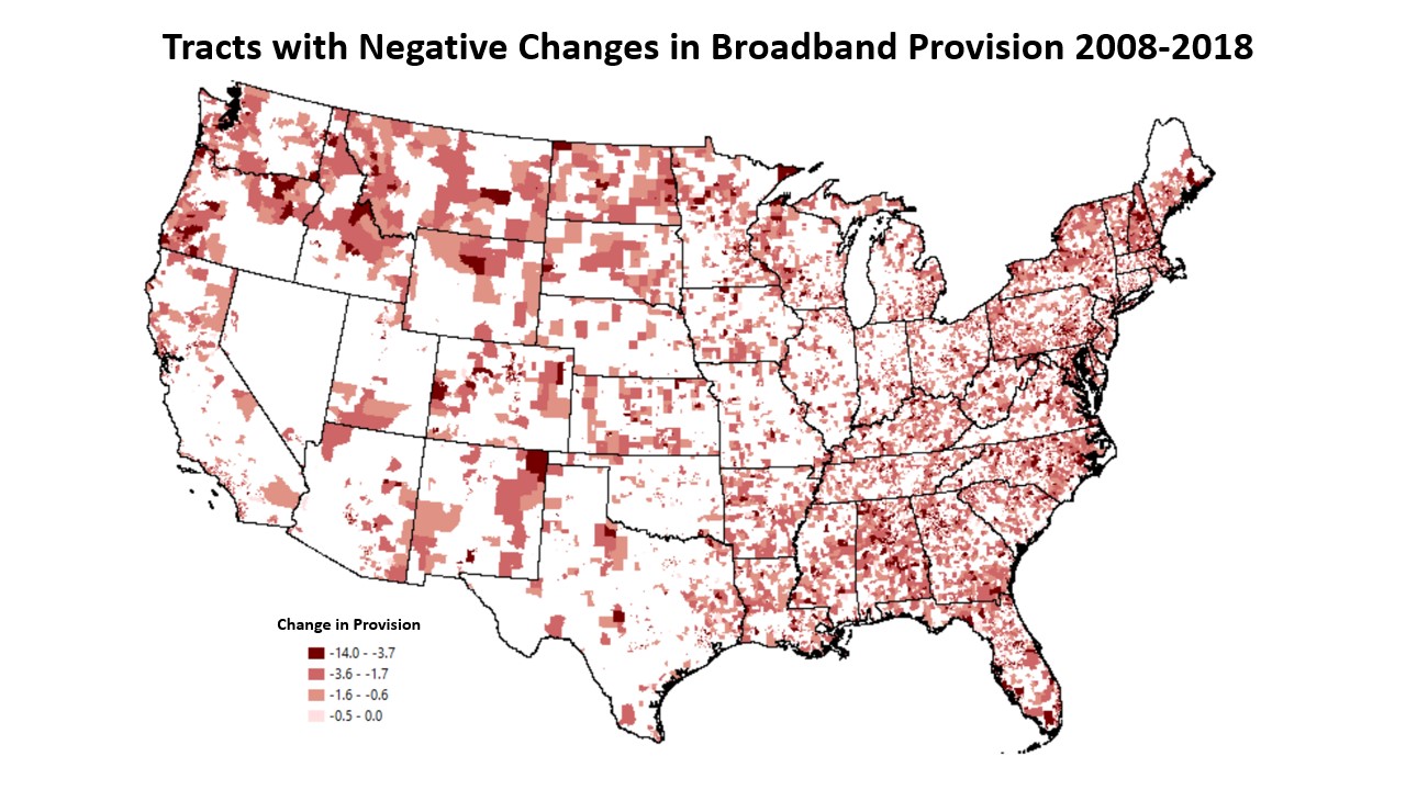 Red Decrease in Broadband Access Across the US