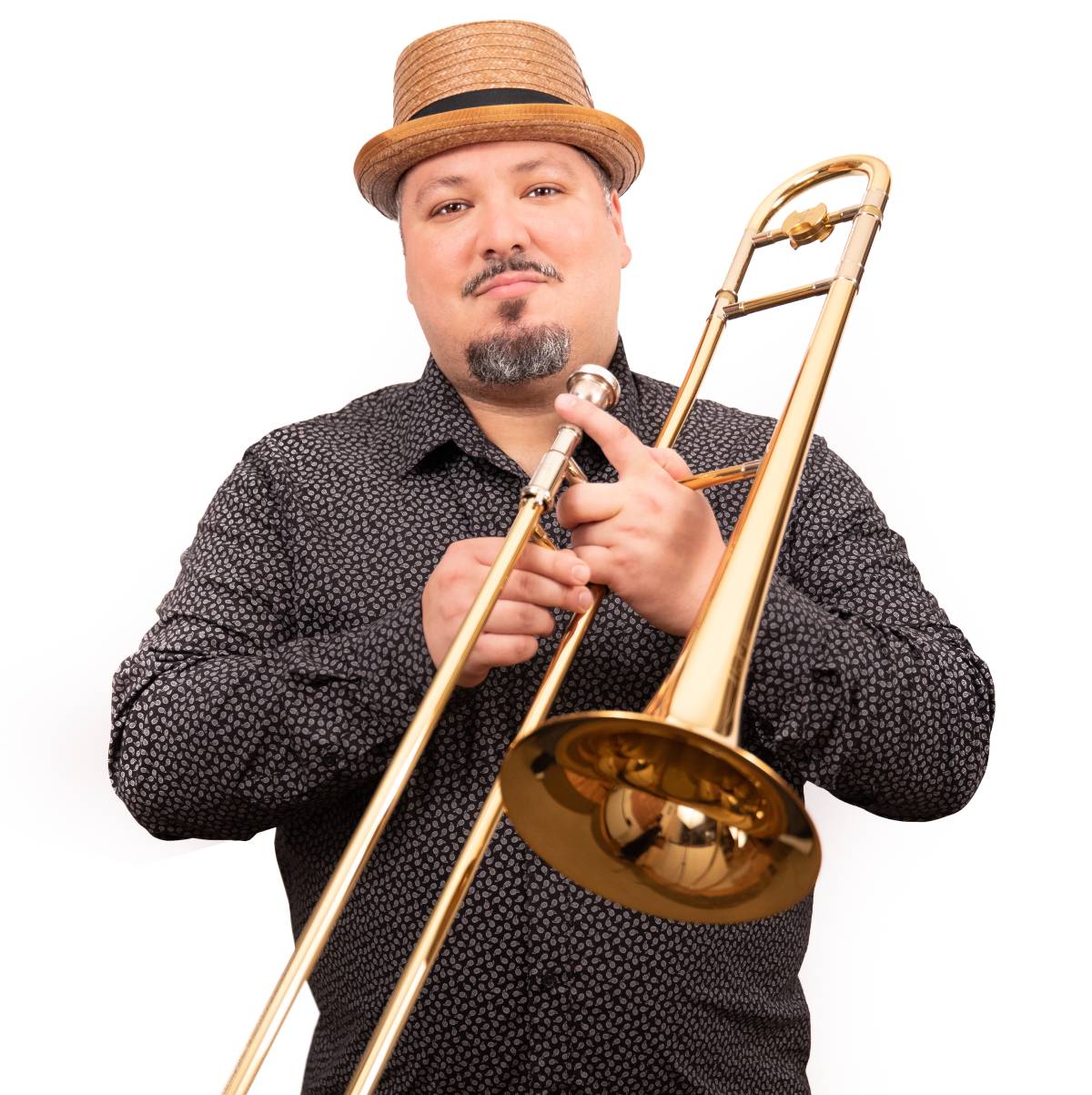 Michael Dease poses with his trombone