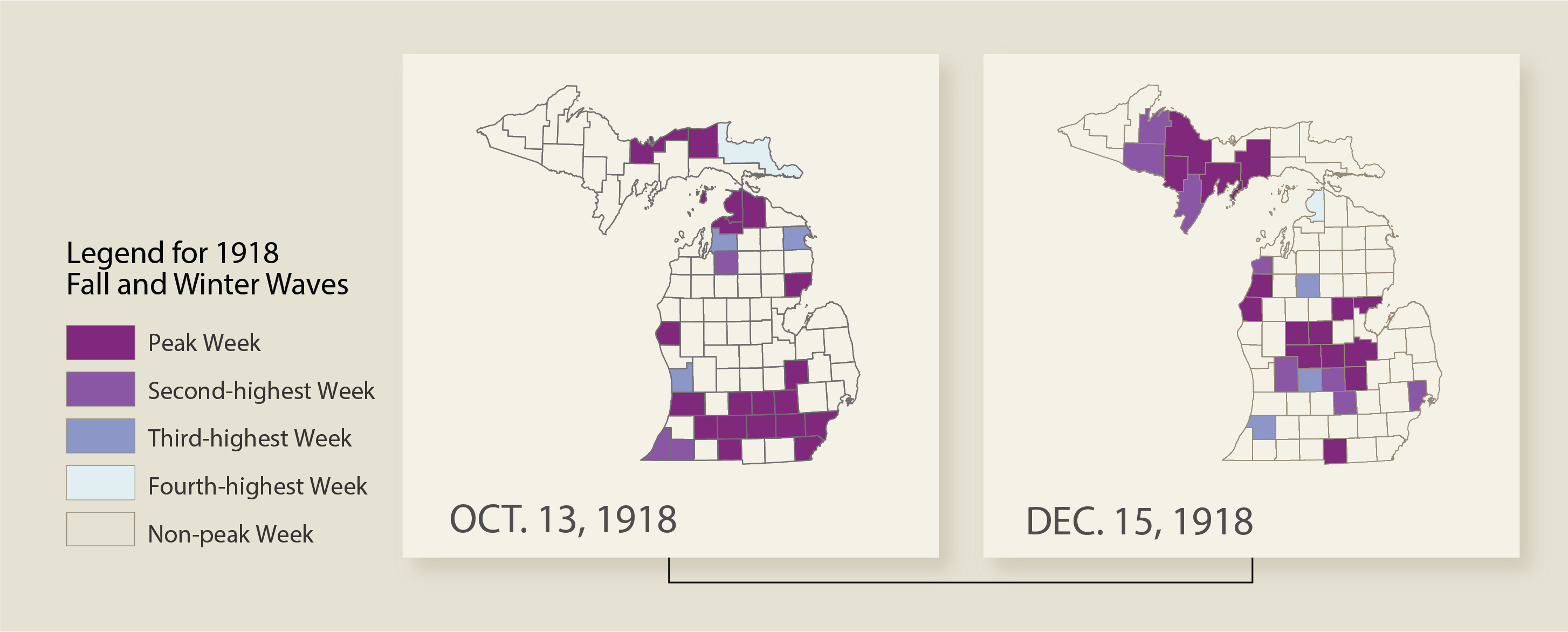 Siddharth Chandra map Oct and Dec 1918 flu in Michigan