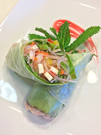 Fresh spring roll on a plate