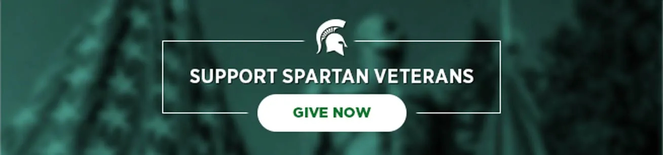 Graphic with the Spartan logo and the text: Support Spartan veterans, give now