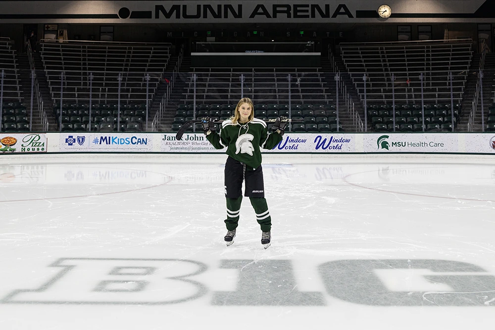 Lily Kirkman is member of the MSU Women's Club Hockey team.