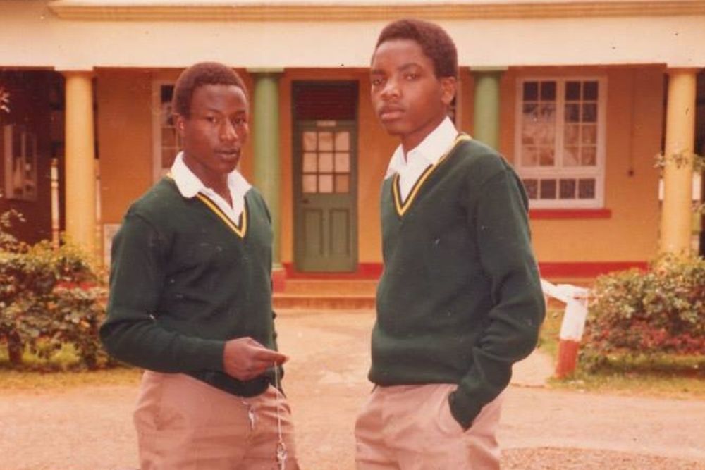 Jonathan Choti (left) and classmate Charles Moywaywa (right), both high school juniors at the time, at Kisii High School.