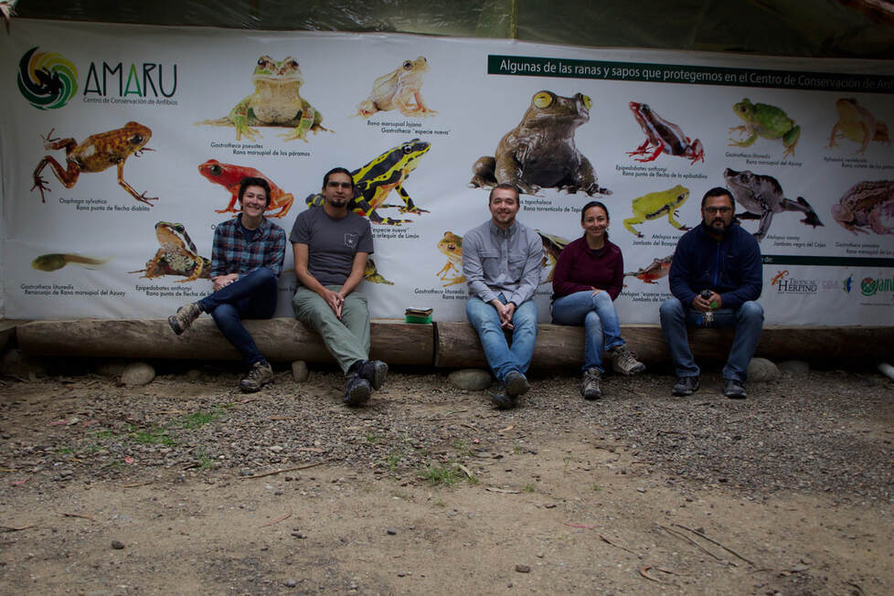 A cohort of the research team at the Amaru Zoológico Bioparque in Ecuador. Pictured, from left to right, are Sarah Fitzpatrick, David Salazar-Valenzuela, Kyle Jaynes, Mónica Páez-Vacas and Fausto Siavichay.”/>
<em class=