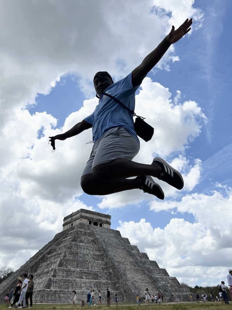 Terrance Lindsey at a Mayan temple site.