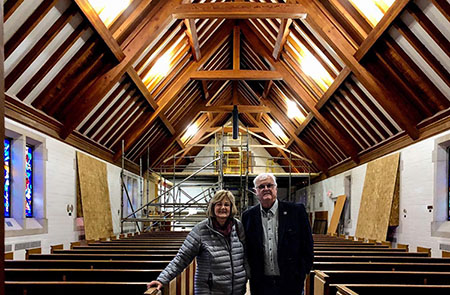 Wanda and Ed Eichler visited the Alumni Chapel while it was undergoing renovations to make room for the Red Cedar Organ. Among their many gifts to MSU, they led funding for the custom-built instrument from Létourneau Organs in Quebec.