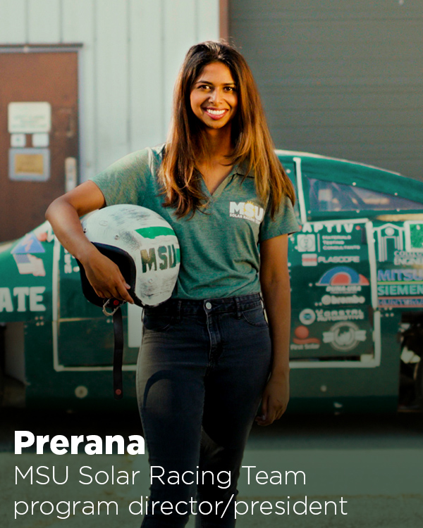 Prerana, MSU Solar Racing Team program director/president