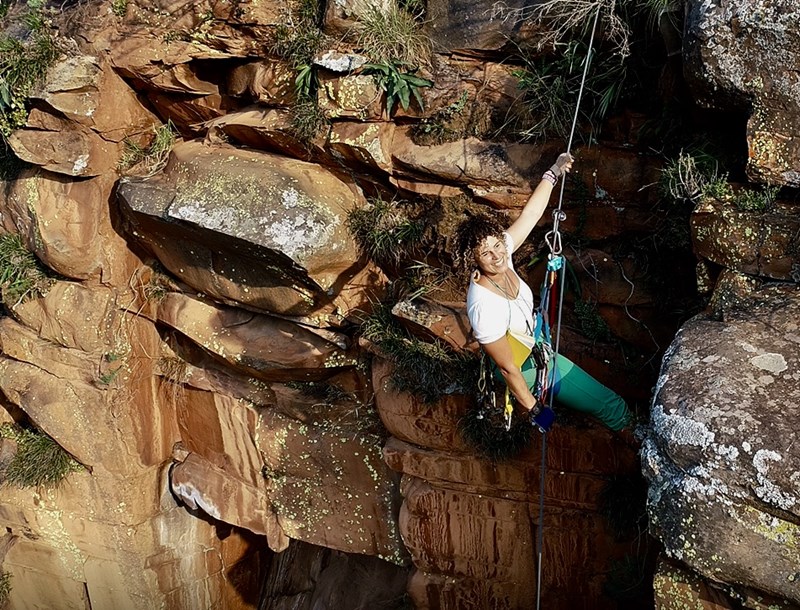 Rose Marks rockclimbing and researching drought-resistant plants