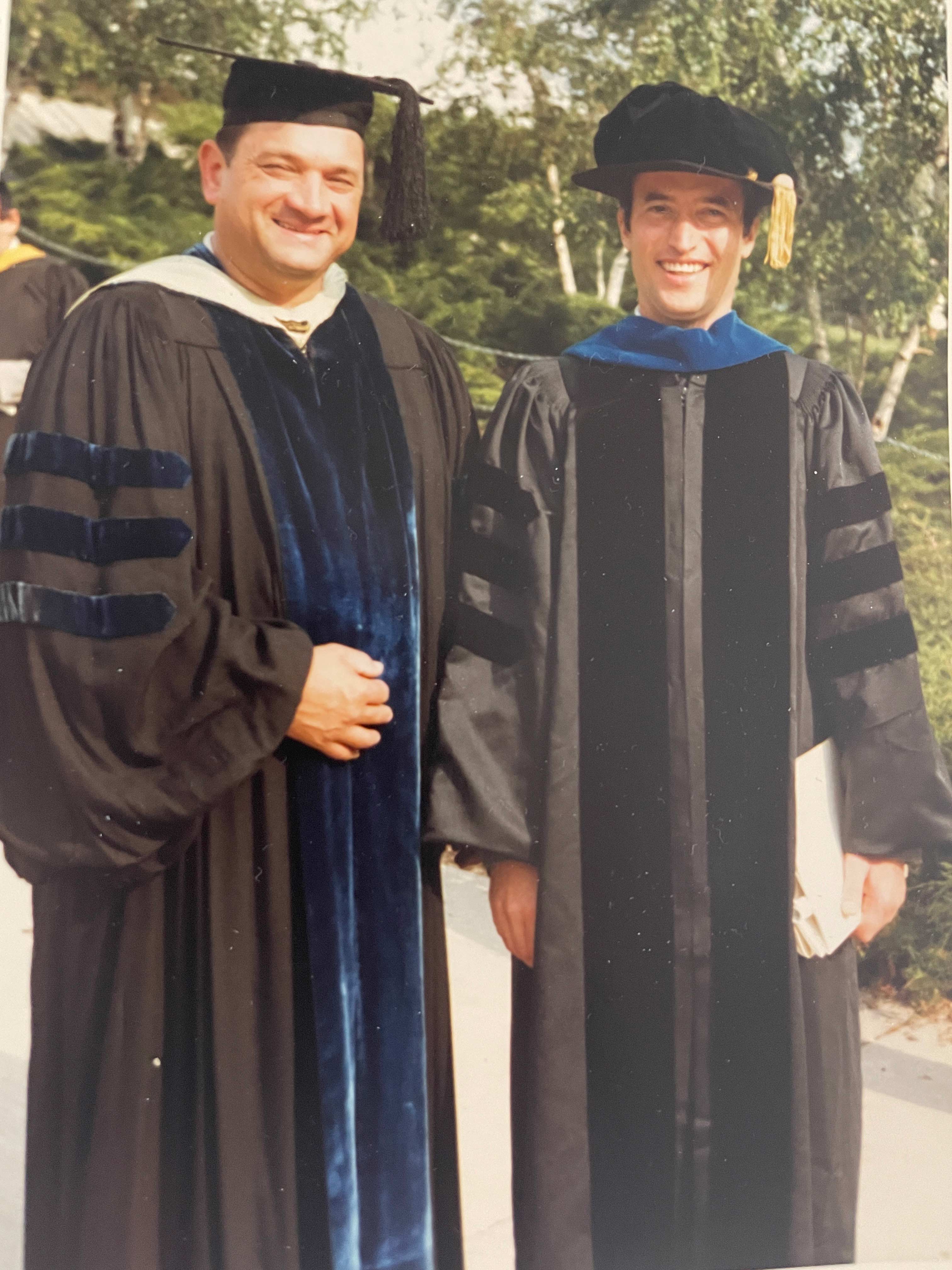 Bahram Zamani (right) with his advisor Bernie E. Knezek at the MSU graduation ceremony on June 12, 1982.