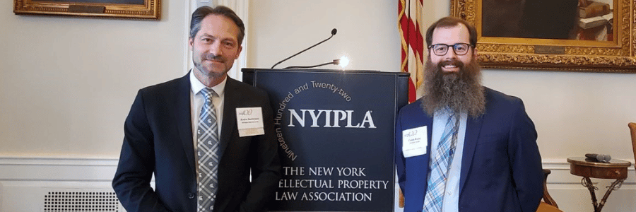 André Bachmann and Caleb Bupp at the New York Intellectual Property Law Association award ceremony