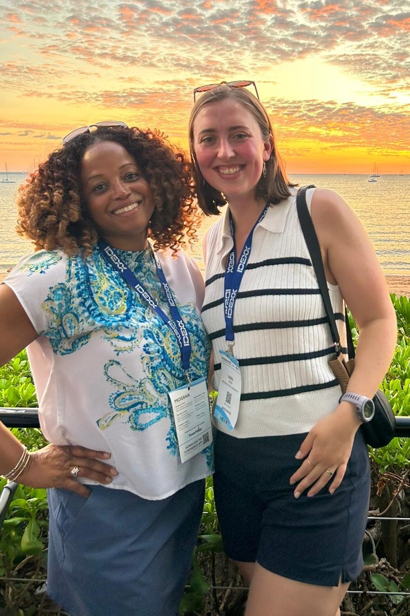 Jade Mitchell (left), associate professor in the Department of Biosystems and Agricultural Engineering, and Kara Dean, a former graduate student in Mitchell's laboratory. The two attended the WaterMicro23 conference in Australia and presented their research findings.