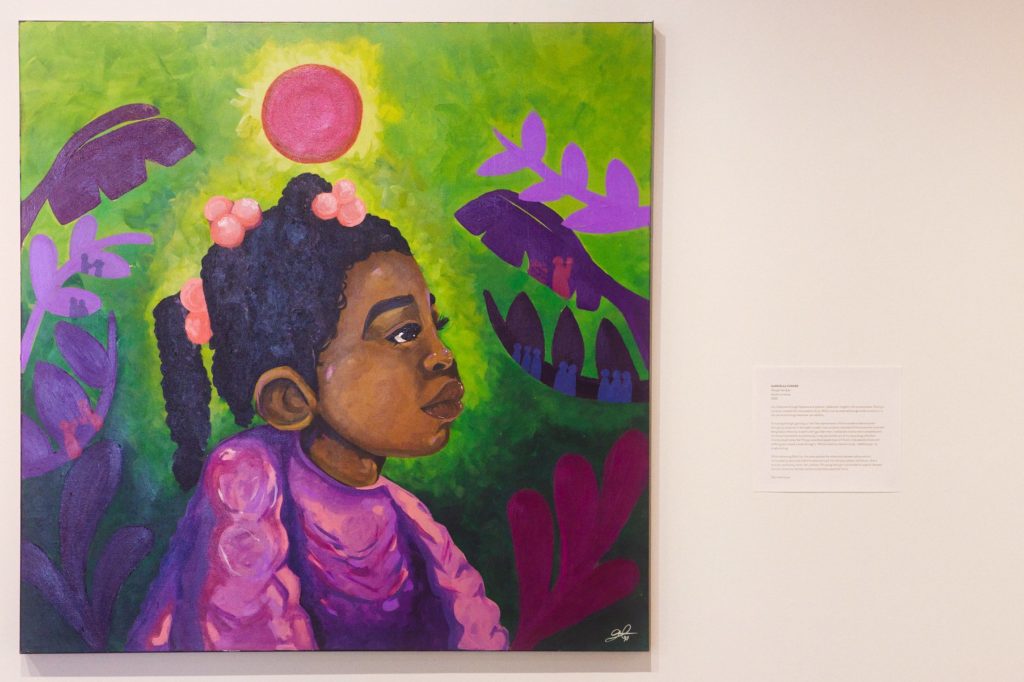 The acrylic on canvas painting, titled “Through her eyes” by Gabriella Turner, which is part of the Black Jubilation exhibition.