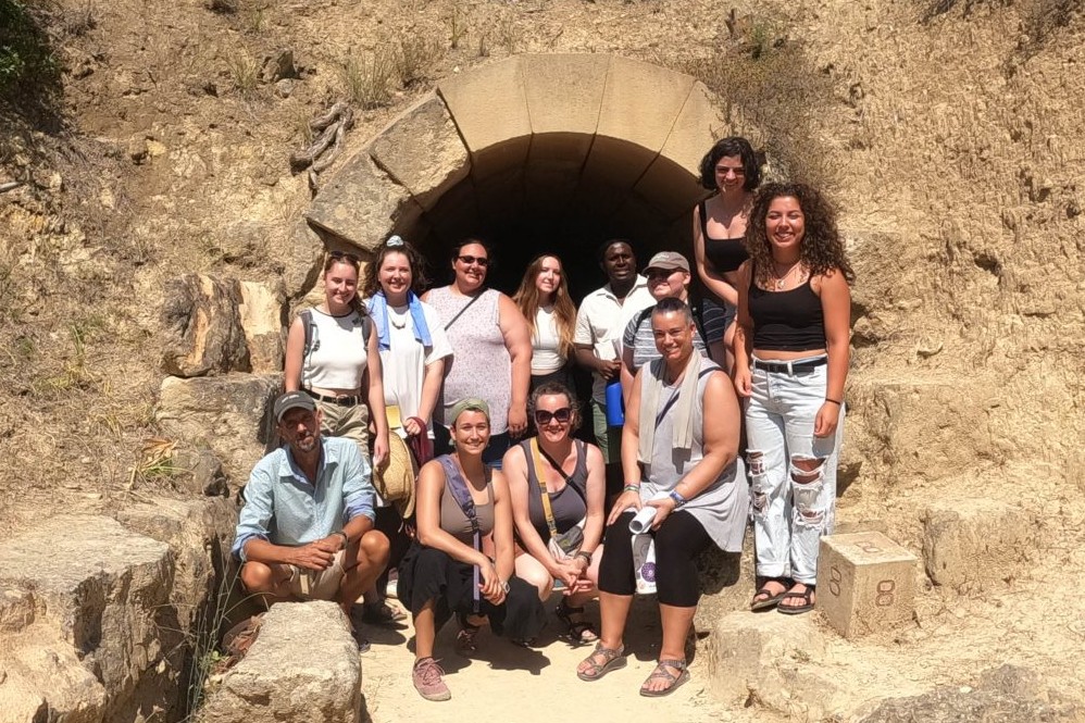 Professors Jon Frey and Rebecca Casement with the 10 Michigan State University students who were part of the 2023 Ceramic Arts in Greece Study Abroad.