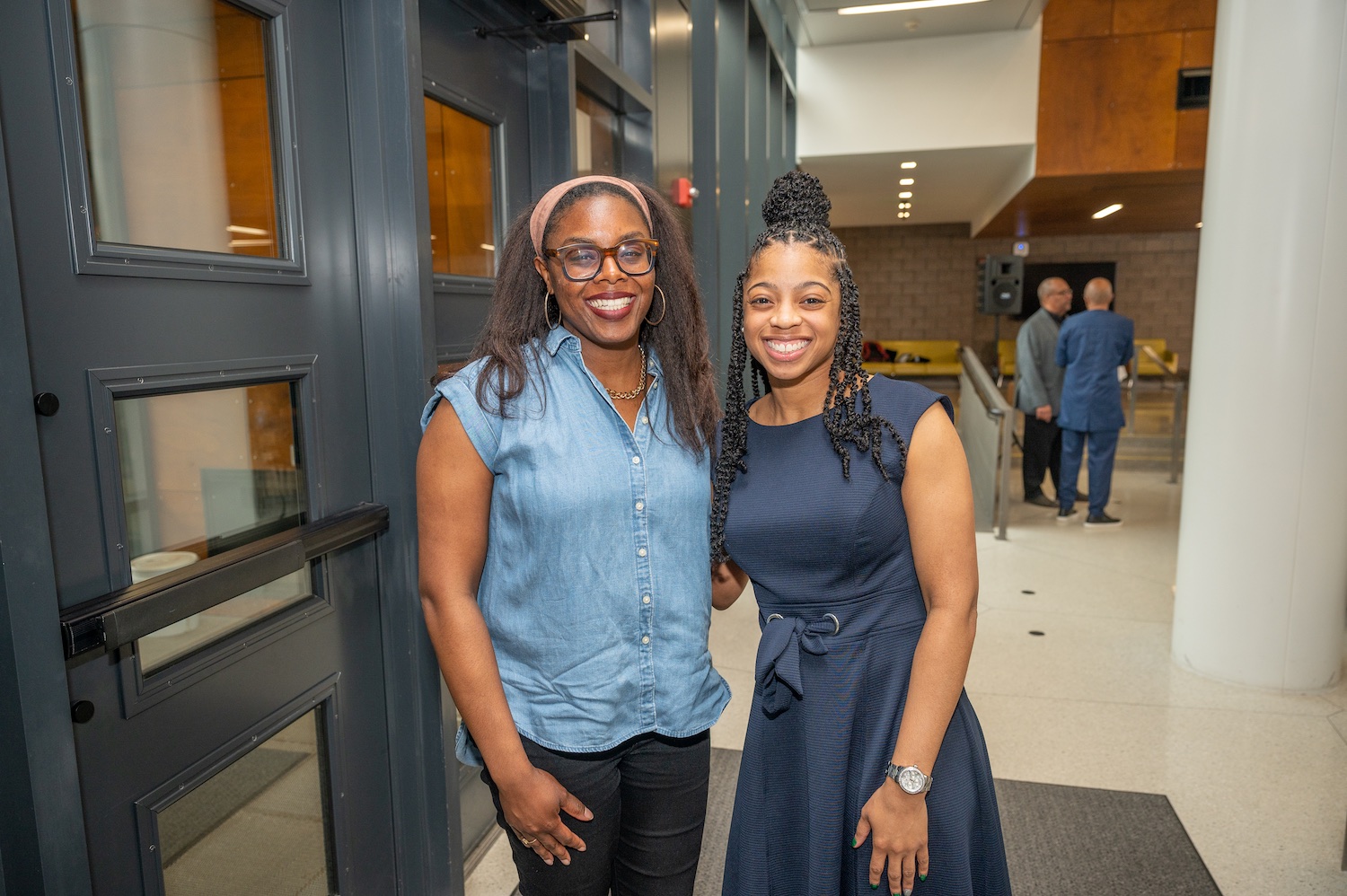 Asia Dowtin and Jasmine K. Brown pose for a photo at the 2023 Black Faculty Staff, and Administrators Association Awards Reception