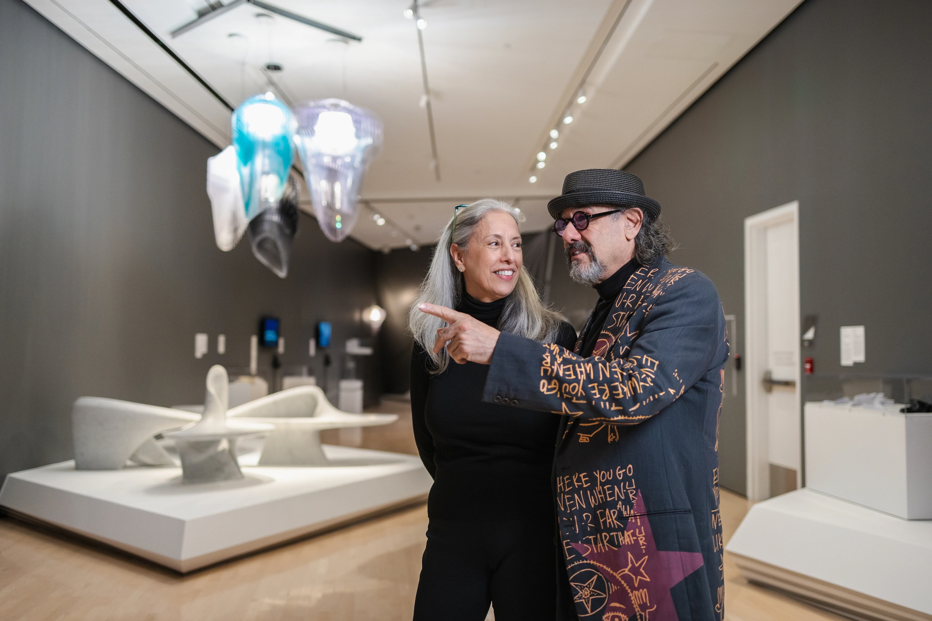 Alan and Rebecca Ross at the MSU Broad Art Museum in an exhibition.