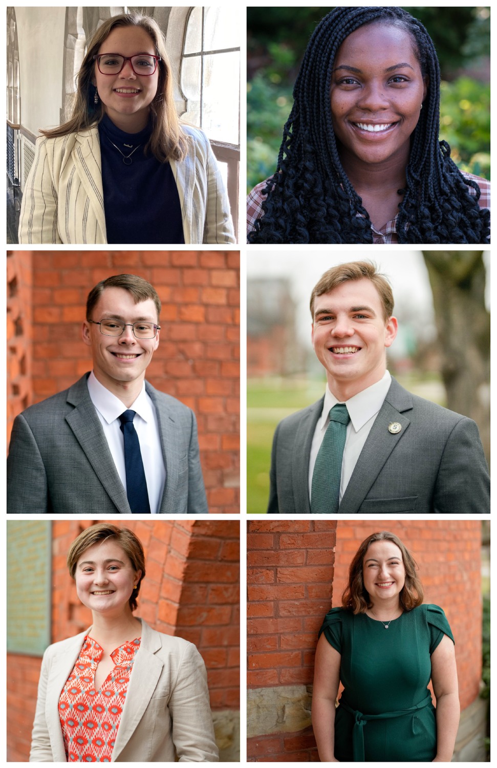 Portraits of the six scholarship nominees