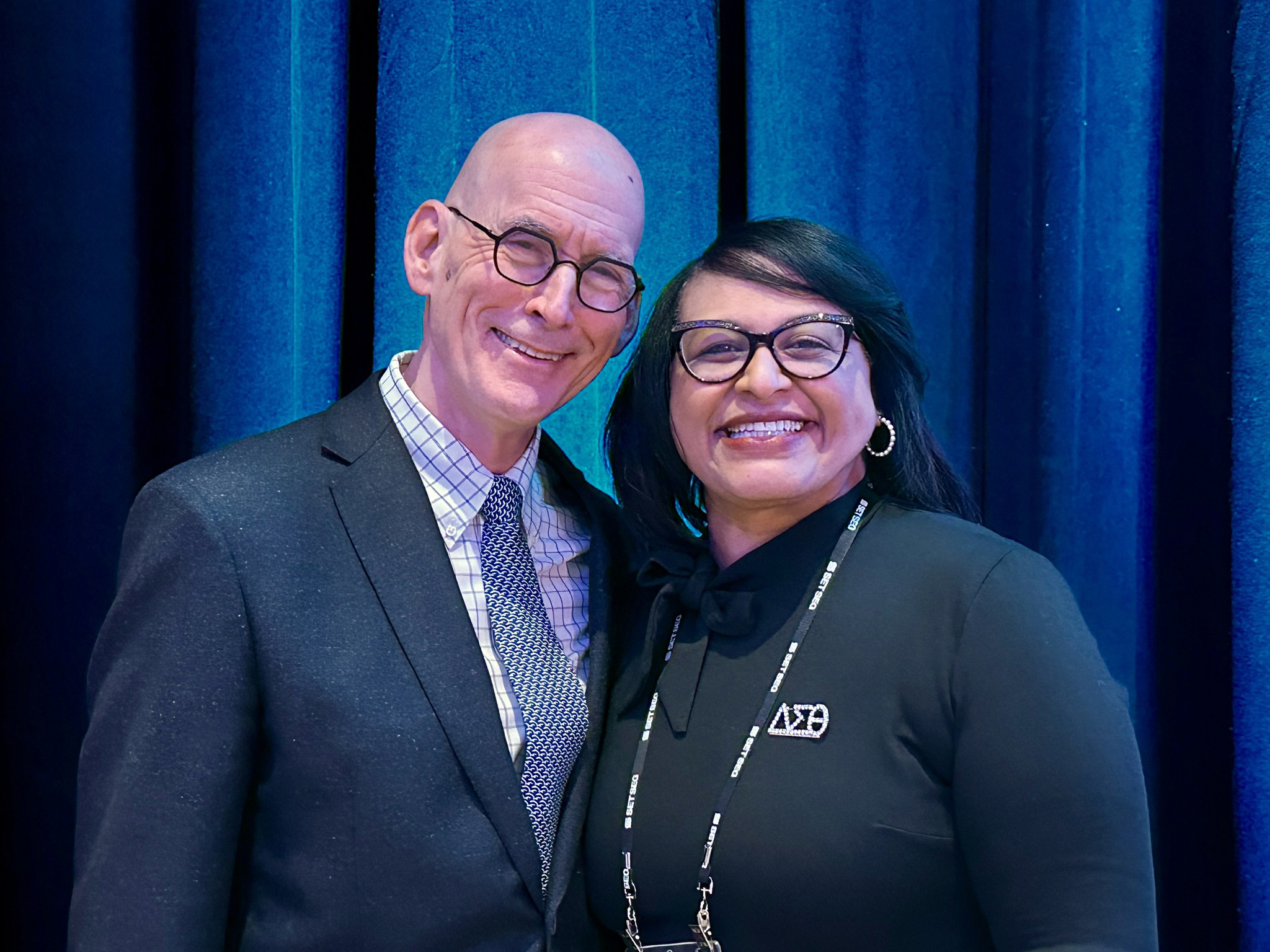 Merritt and Professor Emeritus David Arsen at the 2023 MASA Midwinter Conference