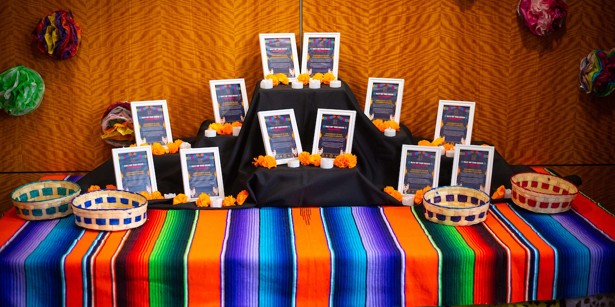 Sample Day of the Dead altar without the offerings or pictures.