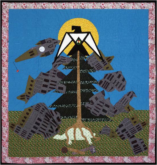 Alice Olsen Williams quilt featuring an eagle, tree and turtle