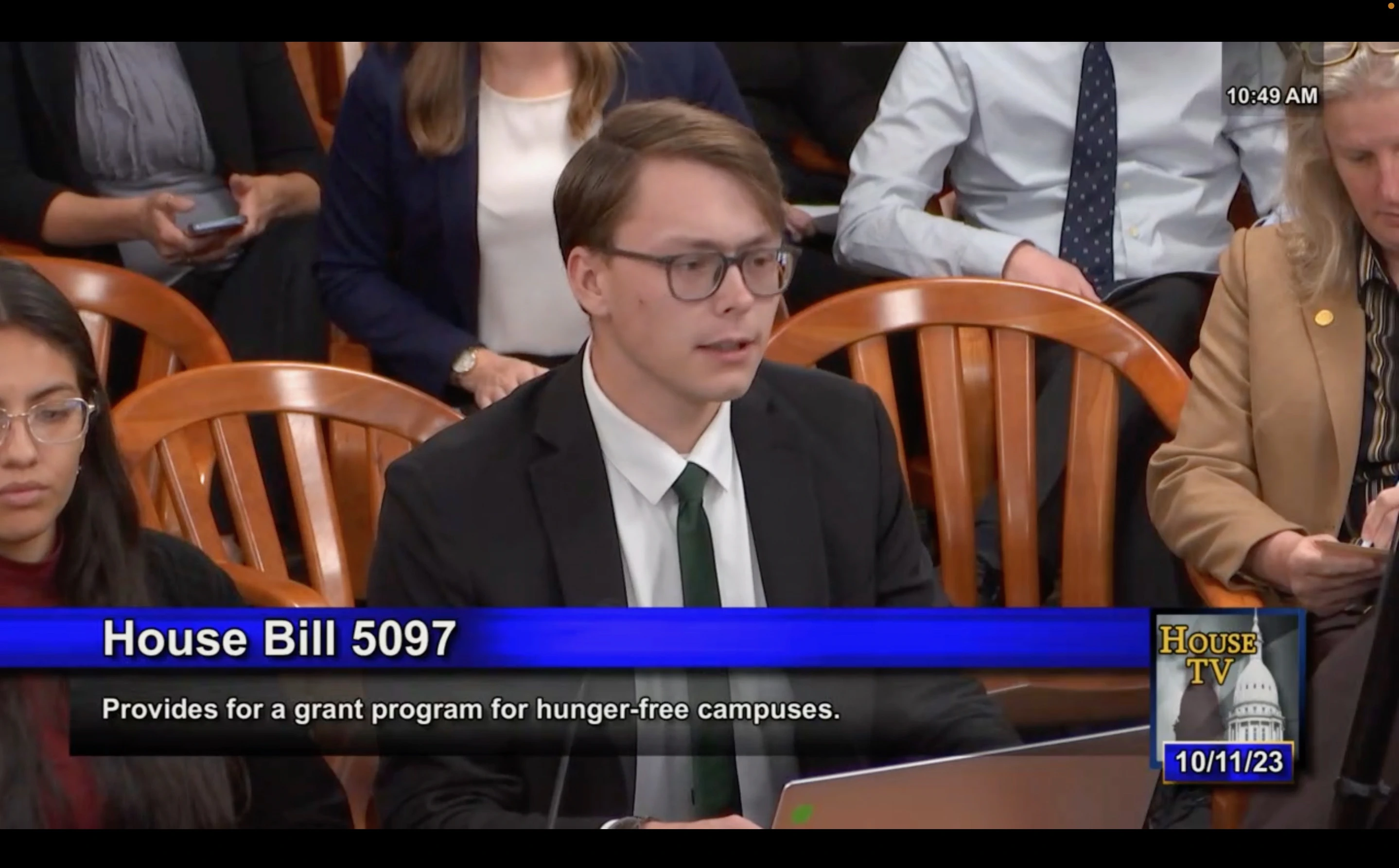 Spencer Good testifies at a hearing for House Bill 5097 at the Michigan Capitol