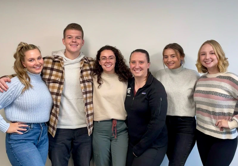 PA Medicine Students L to R Jill Risley, Mitchell Johnson, Alex Lillie, Ana Arnold, Lindsey Matsumoto and Taylor Miron