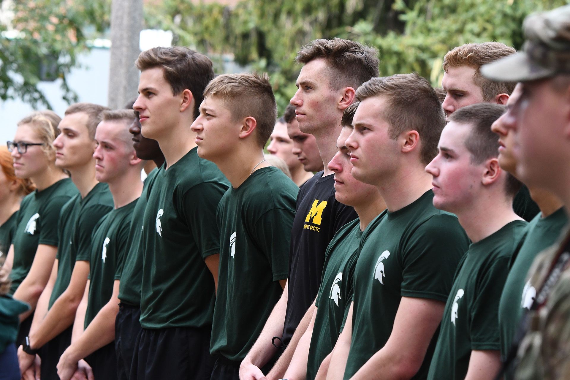 MSU and U-M ROTC cadets stand at attention