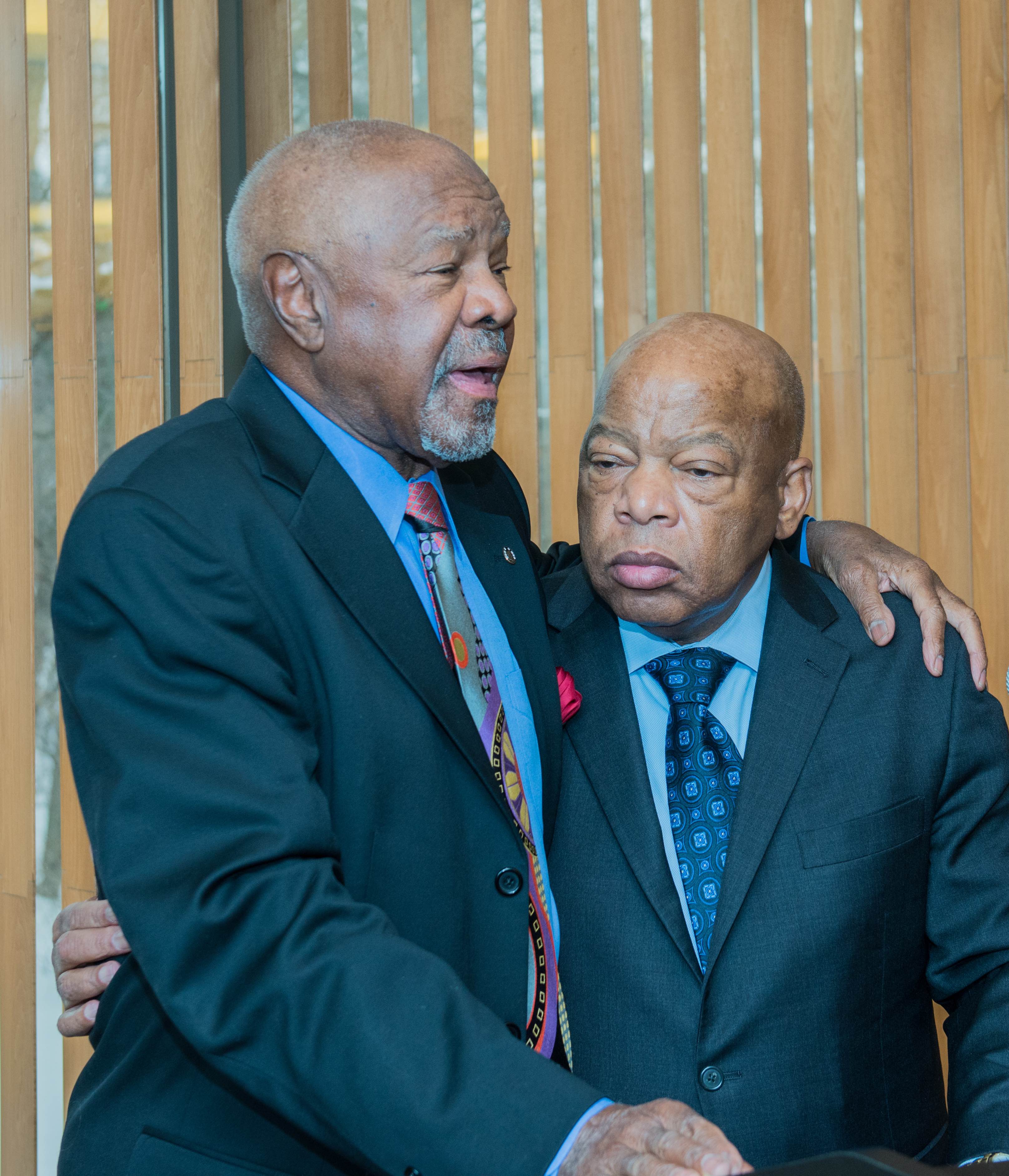 William G. Anderson with the late Rep. John C. Lewis at the 2015 Slavery to Freedom lecture series