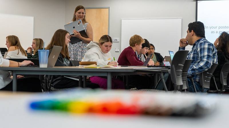 Students working