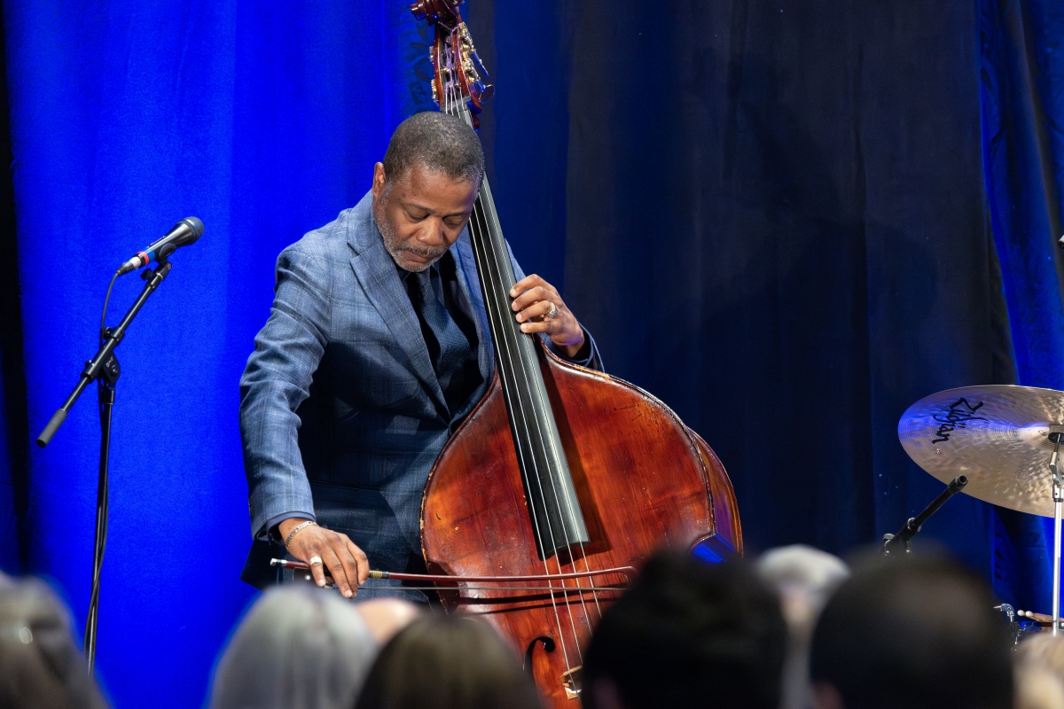 A man playing the upright bass.