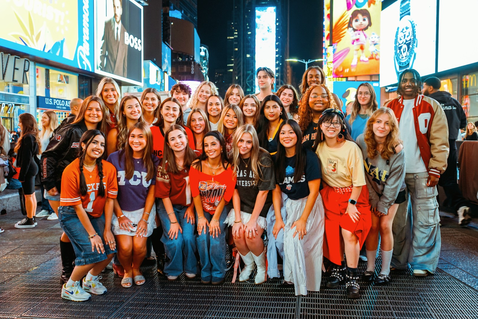 A group photo in times square