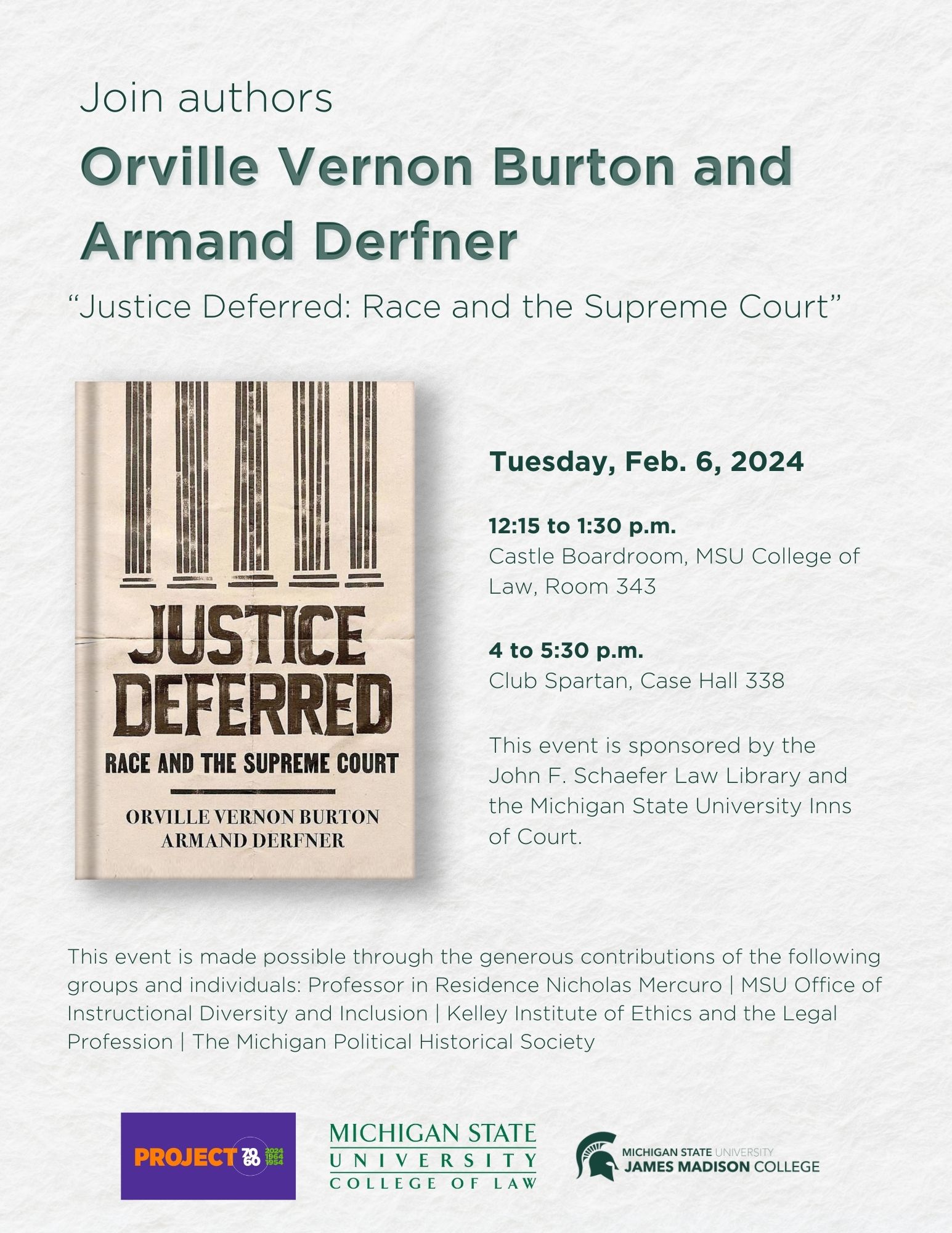 A flier that talks about the event Justice Deferred.