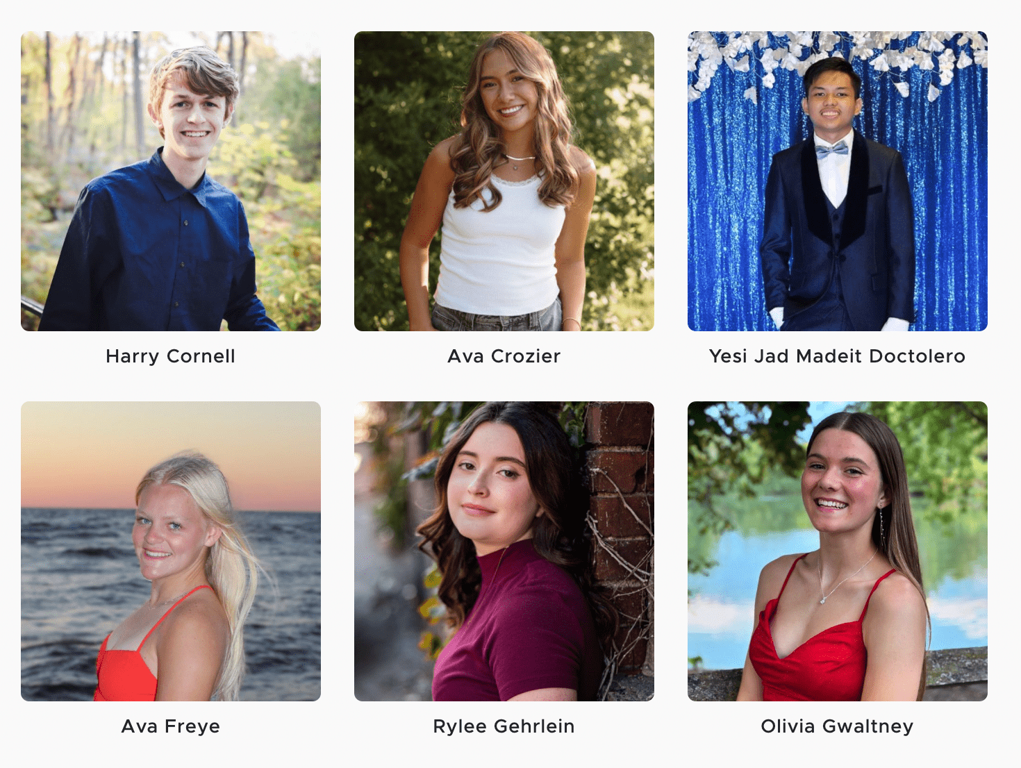 Students awarded the scholarships