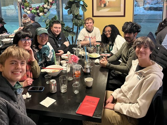 MSU debate team at dinner