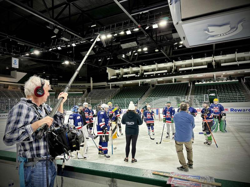 NHL crew captures footage of the MSU Hockey Challenge Camp. Dunkel-Jackson.