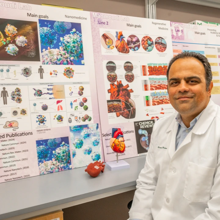 Morteza Mahmoudi, associate professor in the Department of Radiology and Precision Health Program in the Michigan State University College of Human Medicine, studies nanomedicine for various biomedical applications including early detection of diseases. Photo credit: Michigan State University/Derrick L. Turner