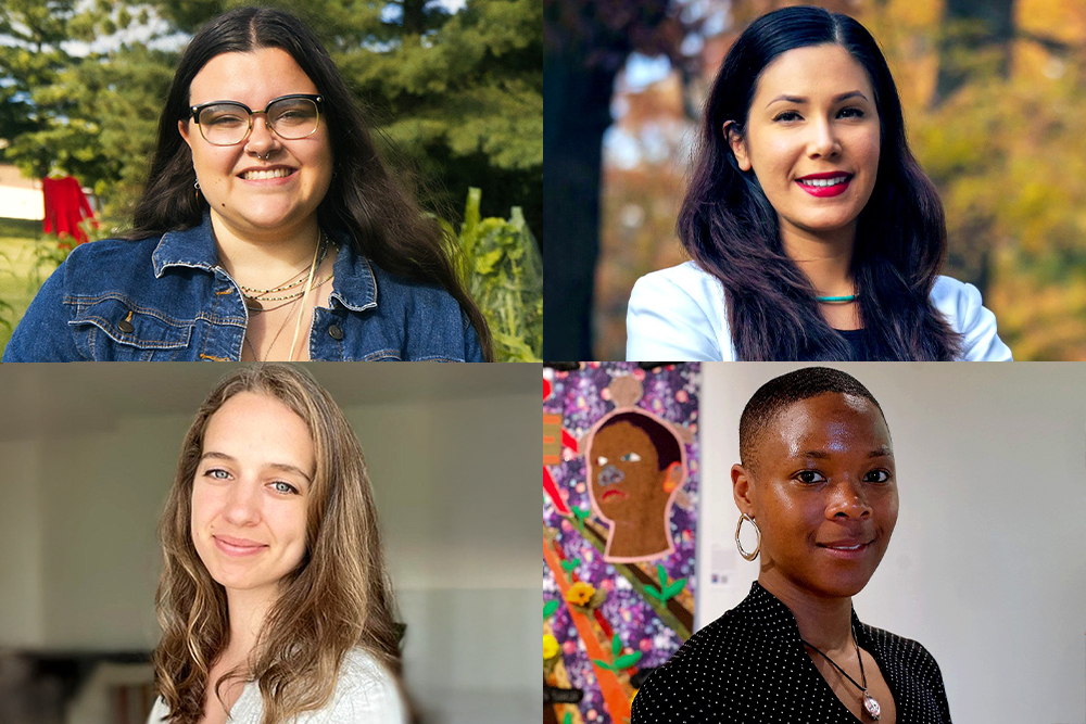 The 2025 W.K. Kellogg Biological Station Artists-in-Residence include (top row left to right) Mikayla Thompson, Blaire Morseau, (bottom row left to right) Marika Jaeger, and Olivia Furman.