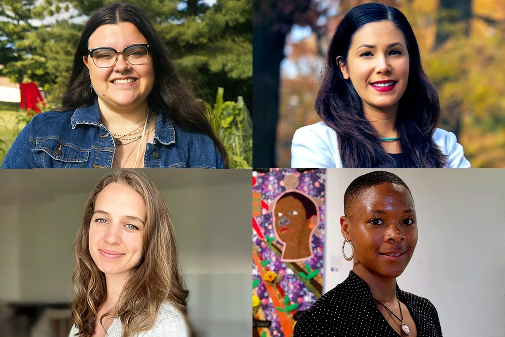The 2025 W.K. Kellogg Biological Station Artists-in-Residence include (top row left to right) Mikayla Thompson, Blaire Morseau, (bottom row left to right) Marika Jaeger, and Olivia Furman.